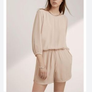 Aritzia Babaton Keagan Romper Crepe Pockets Cream Large New